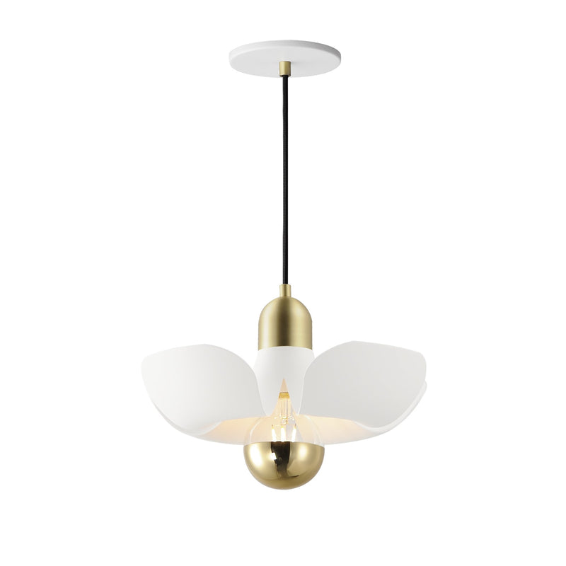 Poppy 12" Pendant in White / Satin Brass