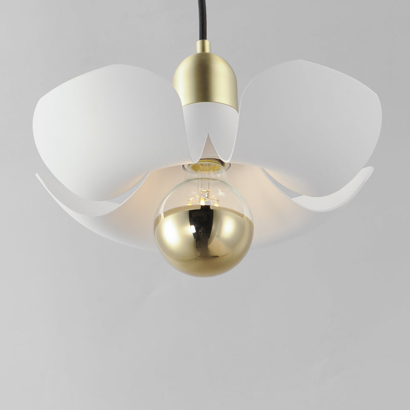 Poppy 12" Pendant in White / Satin Brass