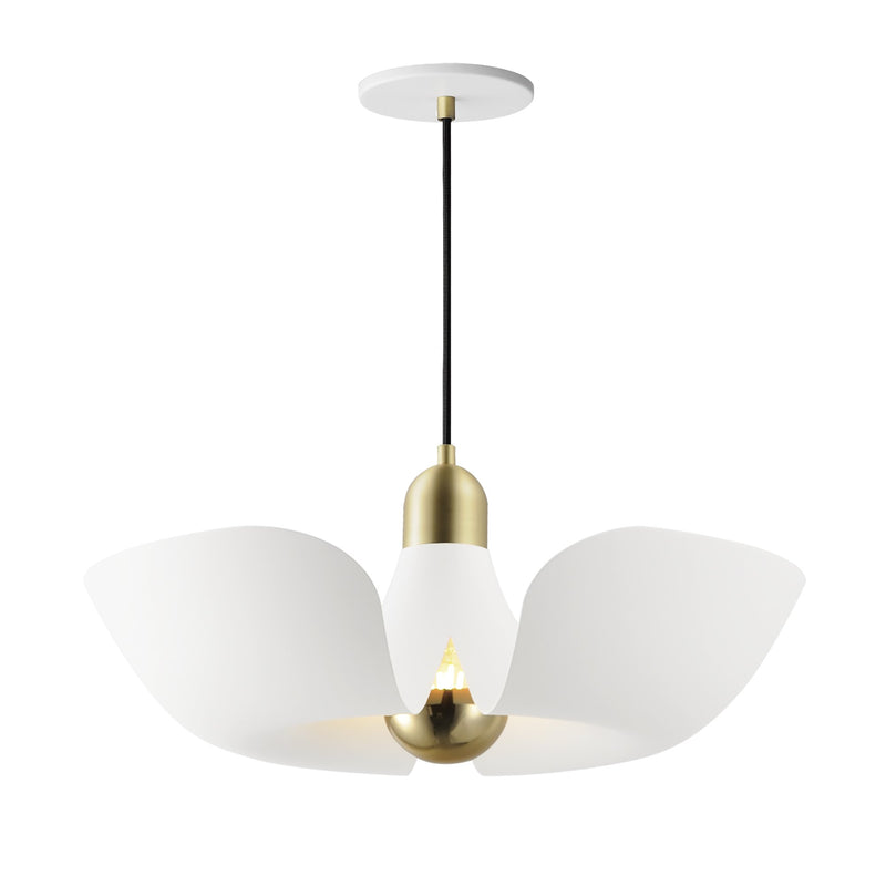 Poppy 18" Pendant (Model 11392) in White / Satin Brass