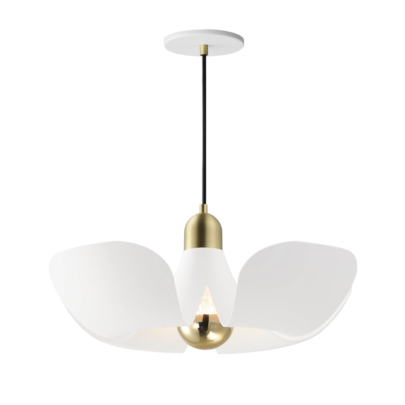 Poppy 18" Pendant (Model 11394) in White / Satin Brass