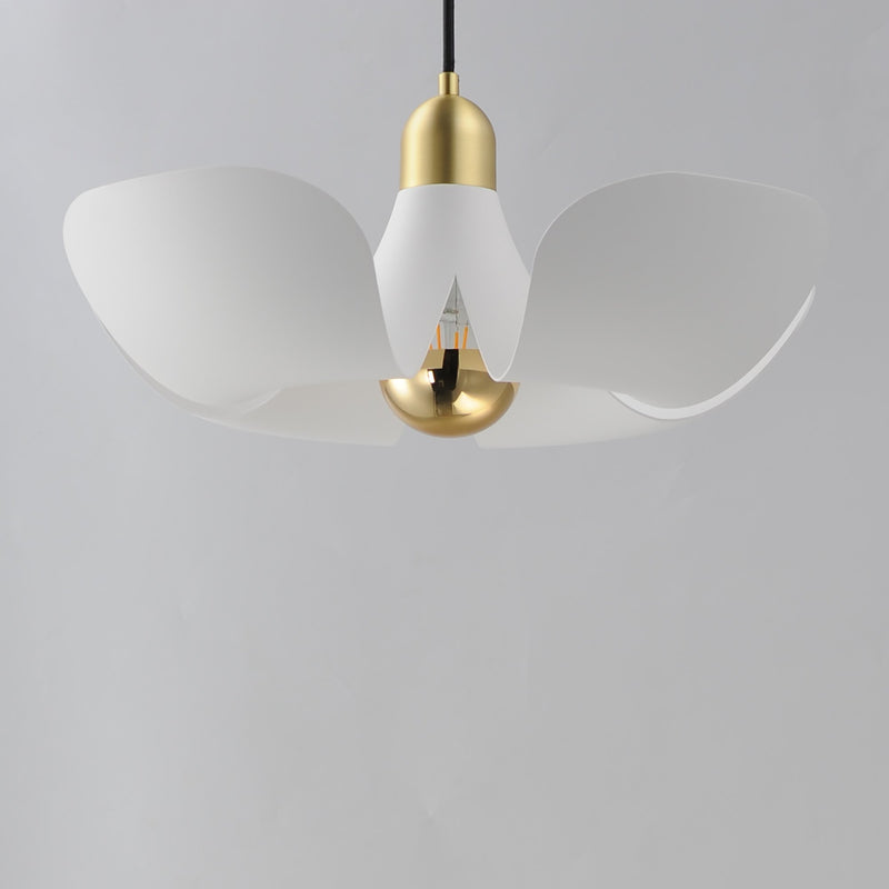 Poppy 18" Pendant (Model 11394) in White / Satin Brass