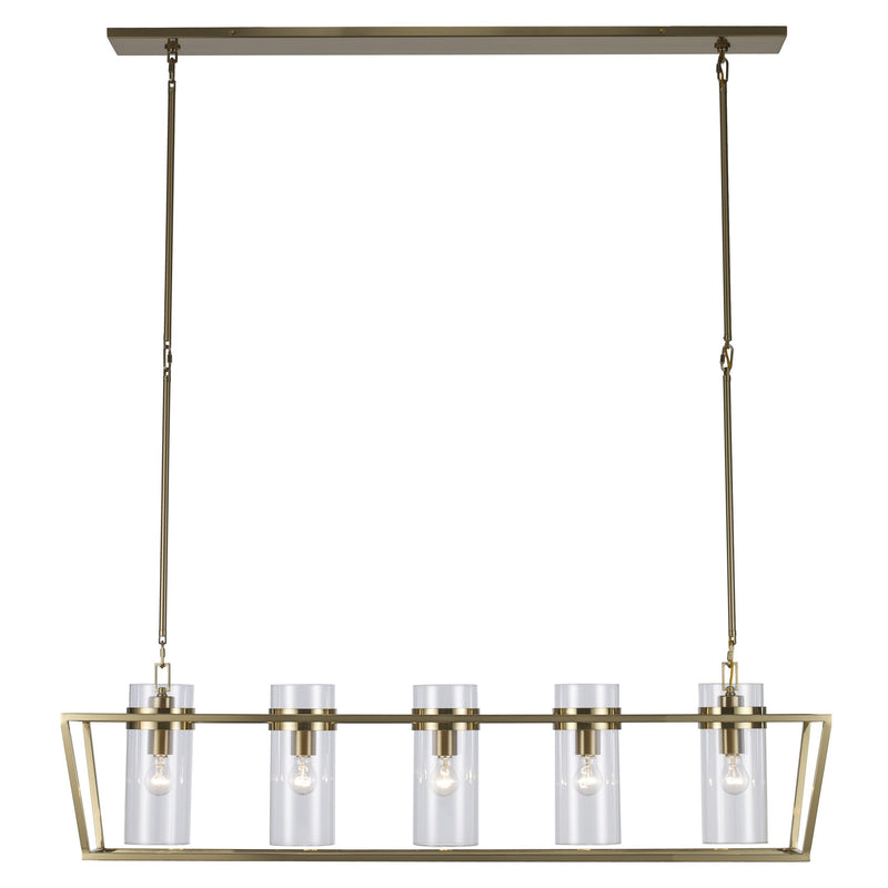 Nova Rael 5-Light 54" Linear Pendant in Antique Gold