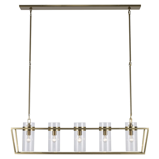Nova Rael 5-Light 54" Linear Pendant in Antique Gold
