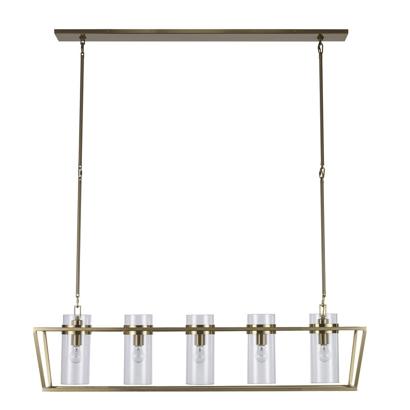 Nova Rael 5-Light 54" Linear Pendant in Antique Gold