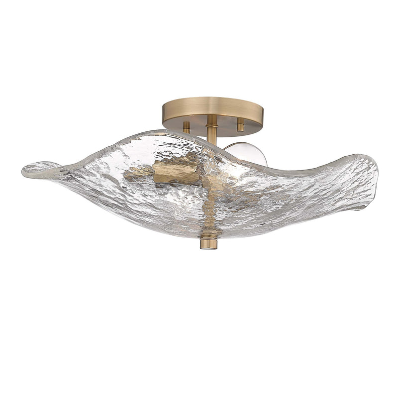 Samara 2-Light Semi-Flush Mount in Modern Brass