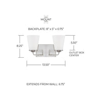 Braylon 2-Light Bath Vanity Light in Brushed Nickel