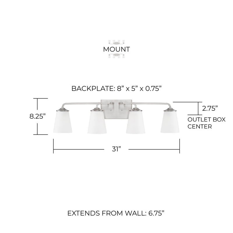 Braylon 4-Light Bath Vanity Light in Brushed Nickel