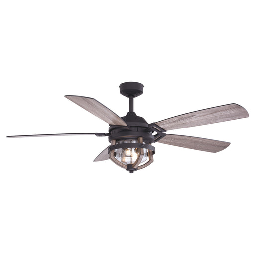 Barnes 54" Ceiling Fan in Matte Black & Rustic Oak - Lamps Expo