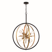 Estelle 6-Light Pendant in Natural Brass & Matte Black - Lamps Expo