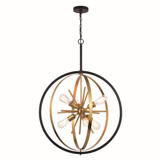 Estelle 6-Light Pendant in Natural Brass & Matte Black - Lamps Expo