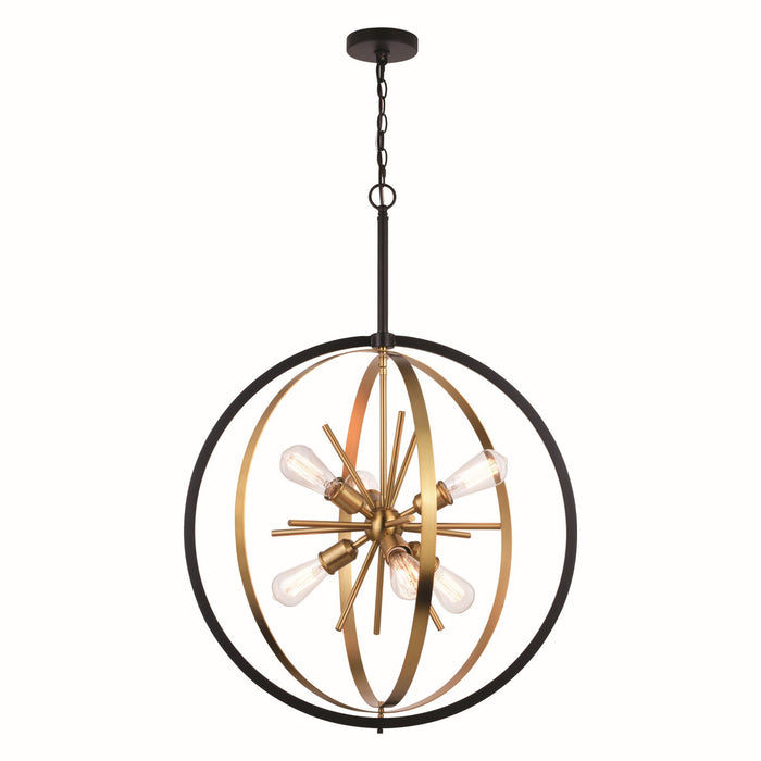 Estelle 6-Light Pendant in Natural Brass & Matte Black - Lamps Expo