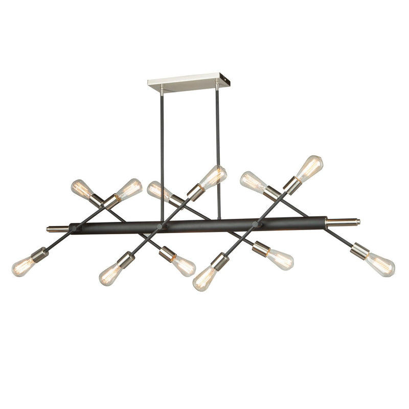 Truro 12-Light Linear Pendant in Matte Black and Brushed Nickle