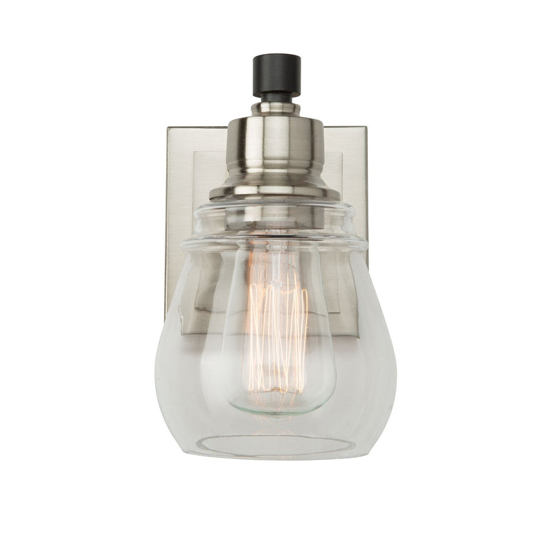 Nelson Bath Sconce in Black and Brushed Nickel