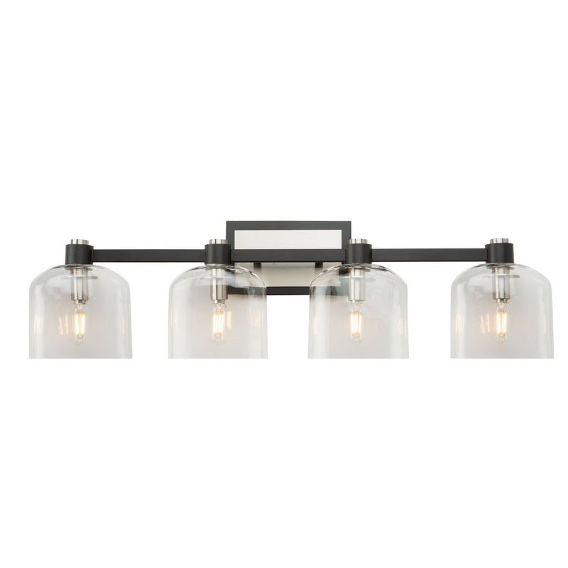 Lyndon 4-Light Bath Vanity Light in Black and Brushed Nickel