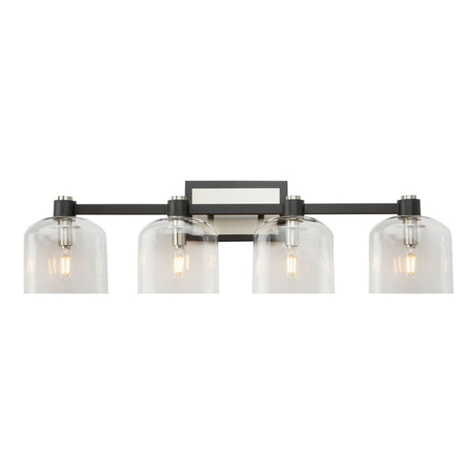Lyndon 4-Light Bath Vanity Light in Black and Brushed Nickel