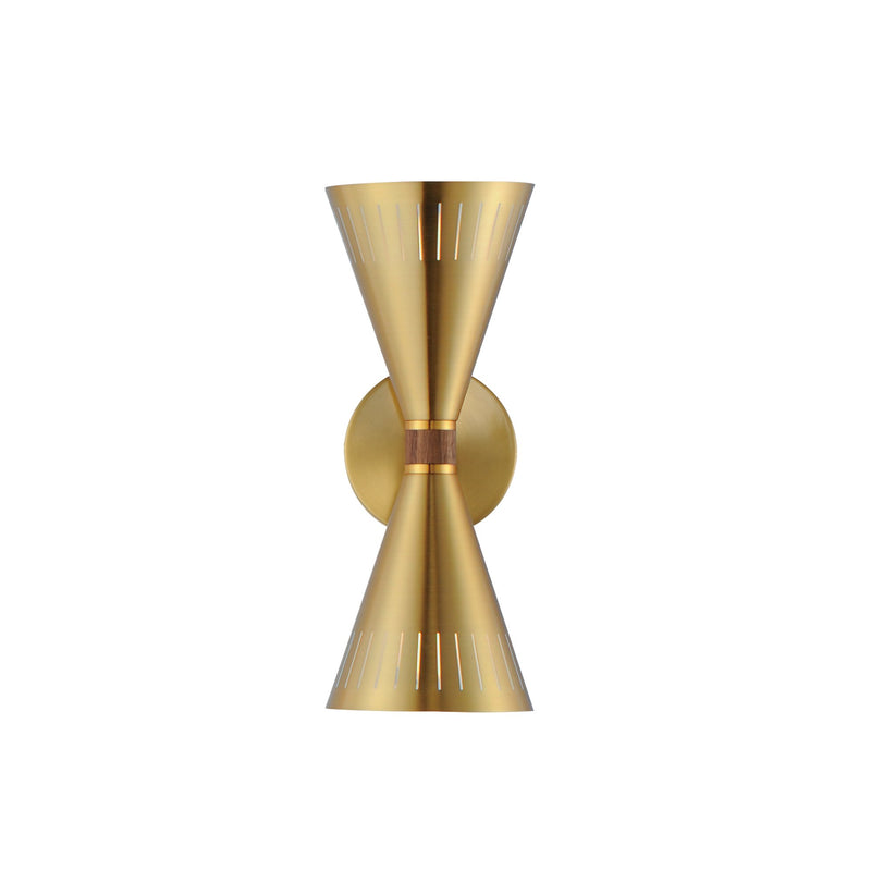Helsinki 2 Light Wall Sconce in Natural Aged Brass