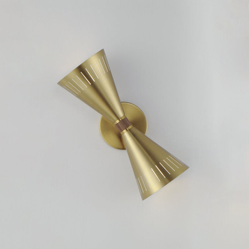 Helsinki 2 Light Wall Sconce in Natural Aged Brass