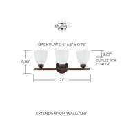 Jameson 3-Light Bath Vanity Light in Bronze