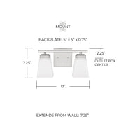 Baxley 2-Light Bath Vanity Light in Brushed Nickel