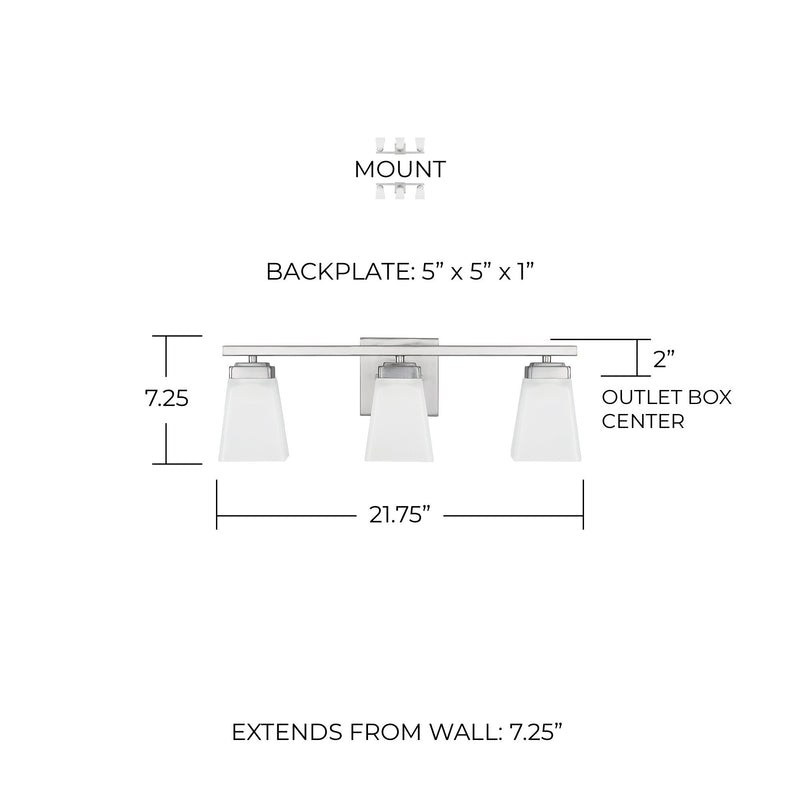 Baxley 3-Light Bath Vanity Light in Brushed Nickel