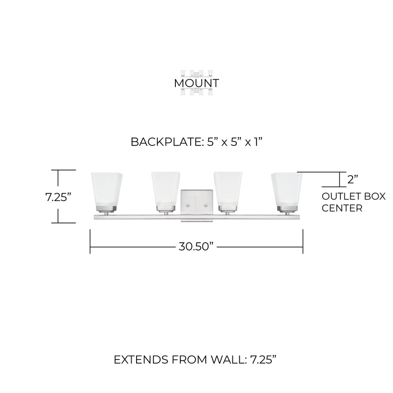 Baxley 4-Light Bath Vanity Light in Brushed Nickel