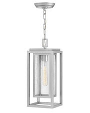 Republic Medium Outdoor Hanging Lantern in Satin Nickel