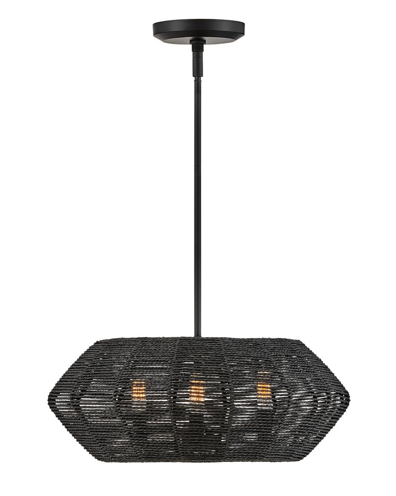 Luca 3-Light Drum Pendant in Black