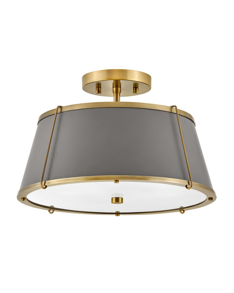 Clarke 2-Light Semi-Flush Mount in Lacquered Dark Brass