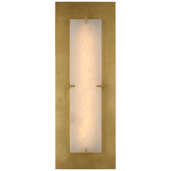 Dominica Large Rectangle Wall Sconce in Gild and Alabaster