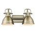 Duncan 2-Light Bath Vanity in Aged Brass with Aged Brass Shades