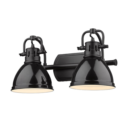Duncan 2-Light Bath Vanity in Matte Black with Black Shades