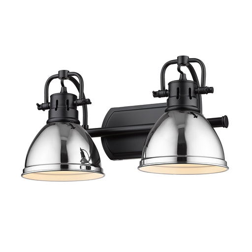 Duncan 2-Light Bath Vanity in Matte Black with Chrome Shades