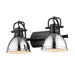Duncan 2-Light Bath Vanity in Matte Black with Chrome Shades