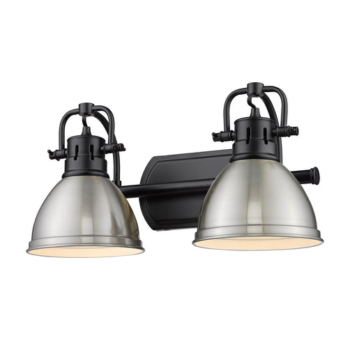 Duncan 2-Light Bath Vanity in Matte Black with Pewter Shades