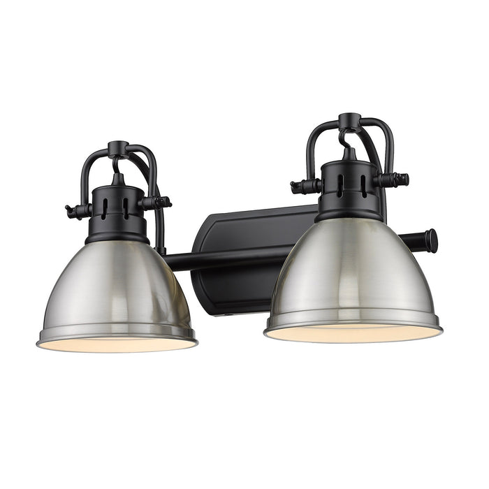 Duncan 2-Light Bath Vanity in Matte Black with Pewter Shades