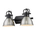 Duncan 2-Light Bath Vanity in Matte Black with Pewter Shades