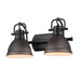 Duncan 2-Light Bath Vanity in Matte Black with Rubbed Bronze Shades