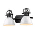 Duncan 2-Light Bath Vanity in Matte Black with White Shades