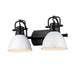 Duncan 2-Light Bath Vanity in Matte Black with Matte White Shades