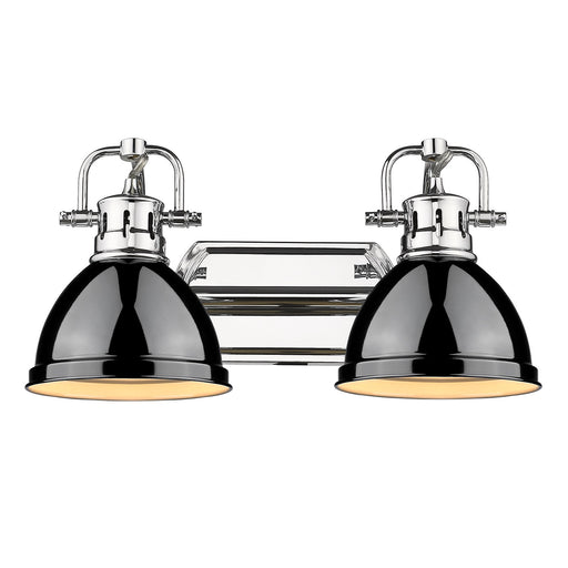 Duncan 2-Light Bath Vanity in Chrome with Black Shades