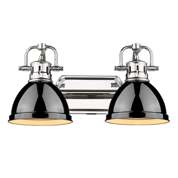 Duncan 2-Light Bath Vanity in Chrome with Black Shades