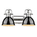 Duncan 2-Light Bath Vanity in Chrome with Black Shades