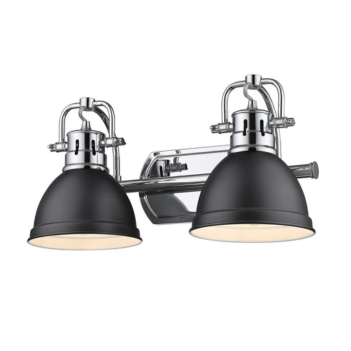 Duncan 2-Light Bath Vanity in Chrome with Matte Black Shades