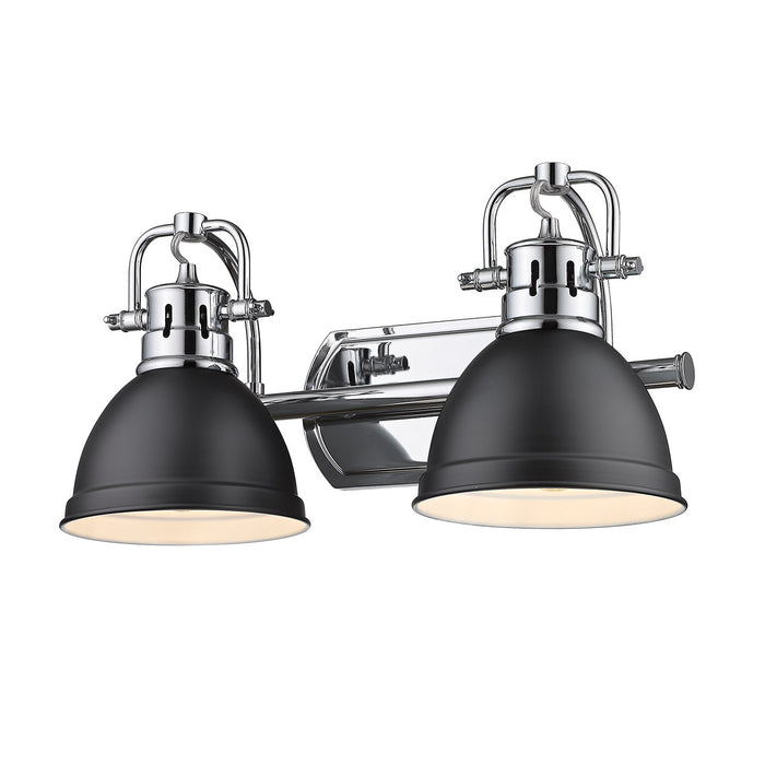 Duncan 2-Light Bath Vanity in Chrome with Matte Black Shades