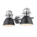 Duncan 2-Light Bath Vanity in Chrome with Matte Black Shades