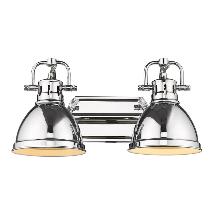 Duncan 2-Light Bath Vanity in Chrome with Chrome Shades
