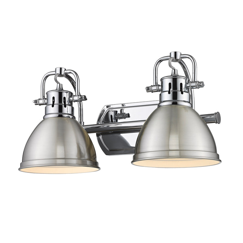 Duncan 2-Light Bath Vanity in Chrome with Pewter Shades