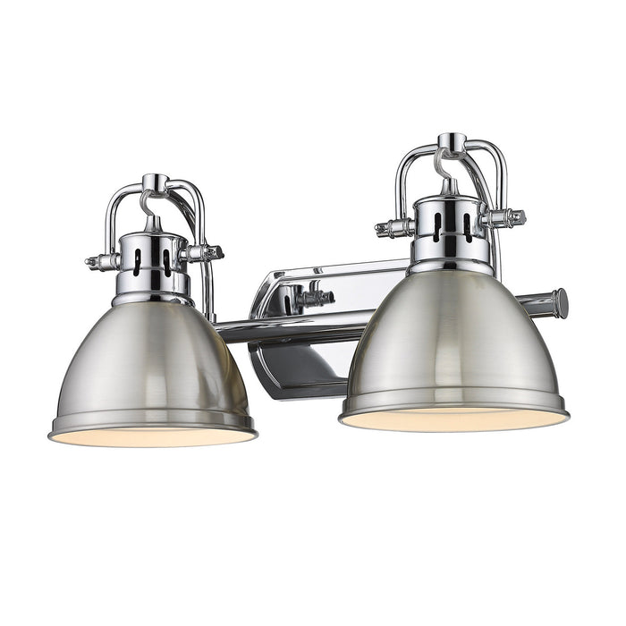 Duncan 2-Light Bath Vanity in Chrome with Pewter Shades