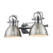 Duncan 2-Light Bath Vanity in Chrome with Pewter Shades