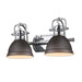 Duncan 2-Light Bath Vanity in Chrome with Rubbed Bronze Shades